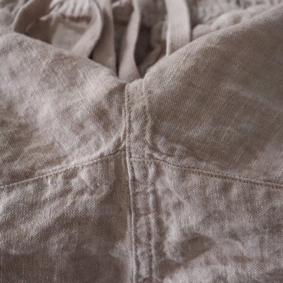 Panama Jack 100% Linen High Waist Lrg Cream Flat Front Elastic Bermuda Shorts - Picture 7 of 11